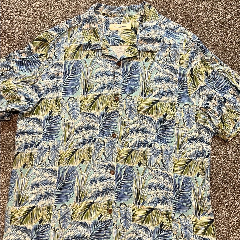 Tommy Bahama Blue and Green Casual Button Down Shirt